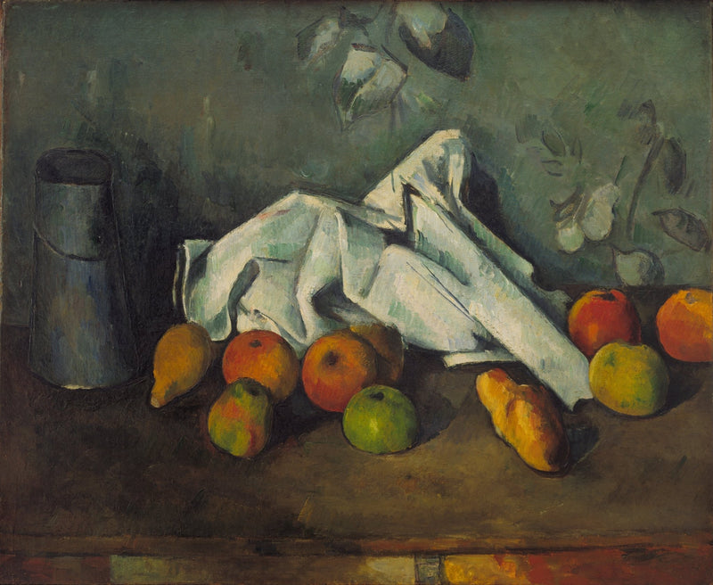 Apples, Pear and Milk Can on Table - Still Life Oil Painting - Oil Painting Haven