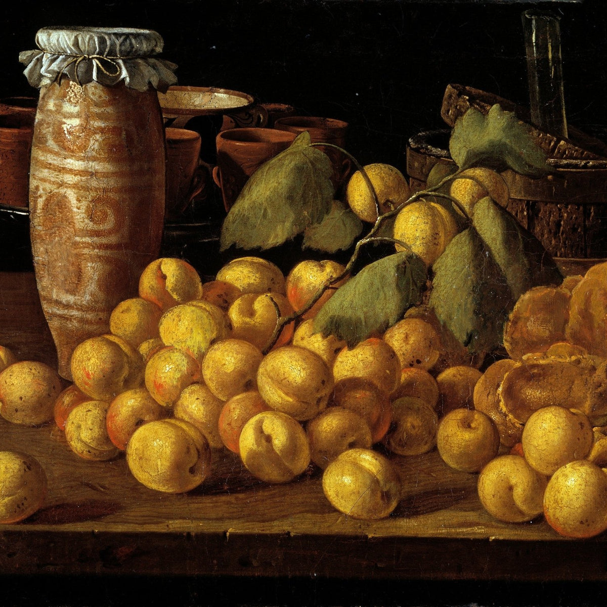 Apricots, Bread and Rustic Pottery - Still Life Oil Painting - Oil Painting Haven