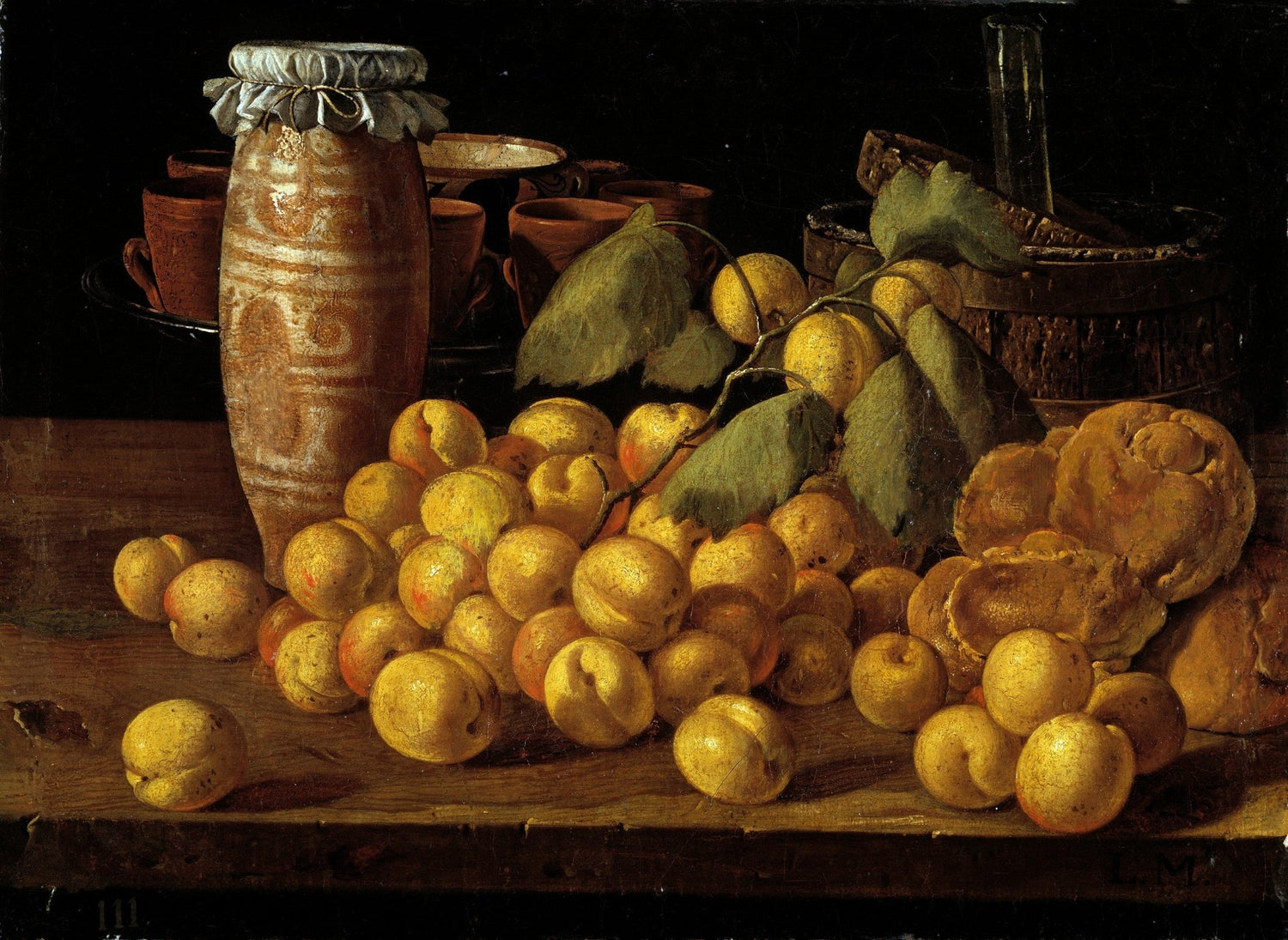 Apricots, Bread and Rustic Pottery - Still Life Oil Painting - Oil Painting Haven