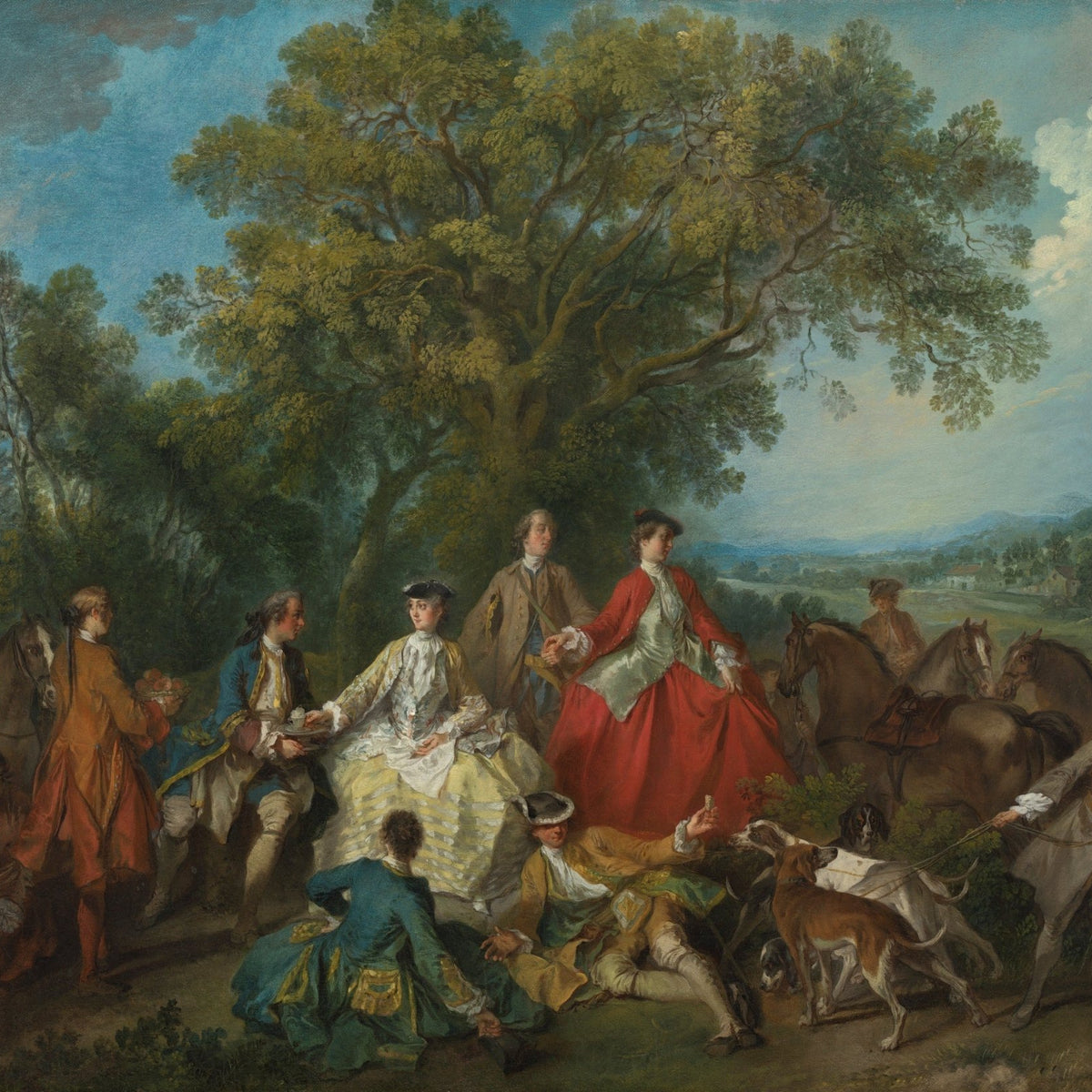 Aristocratic Hunting Party in Country Landscape - People Oil Painting - Oil Painting Haven