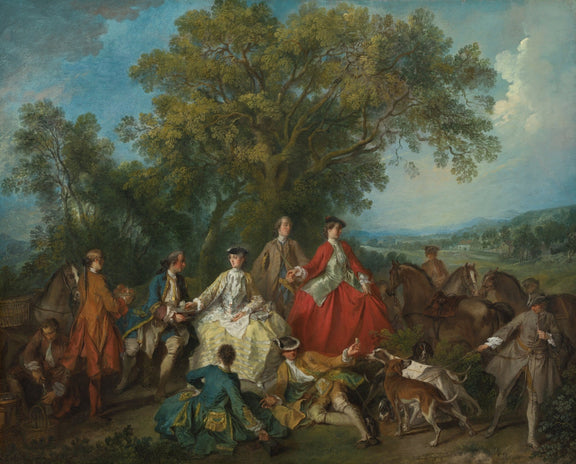 Aristocratic Hunting Party in Country Landscape - People Oil Painting - Oil Painting Haven