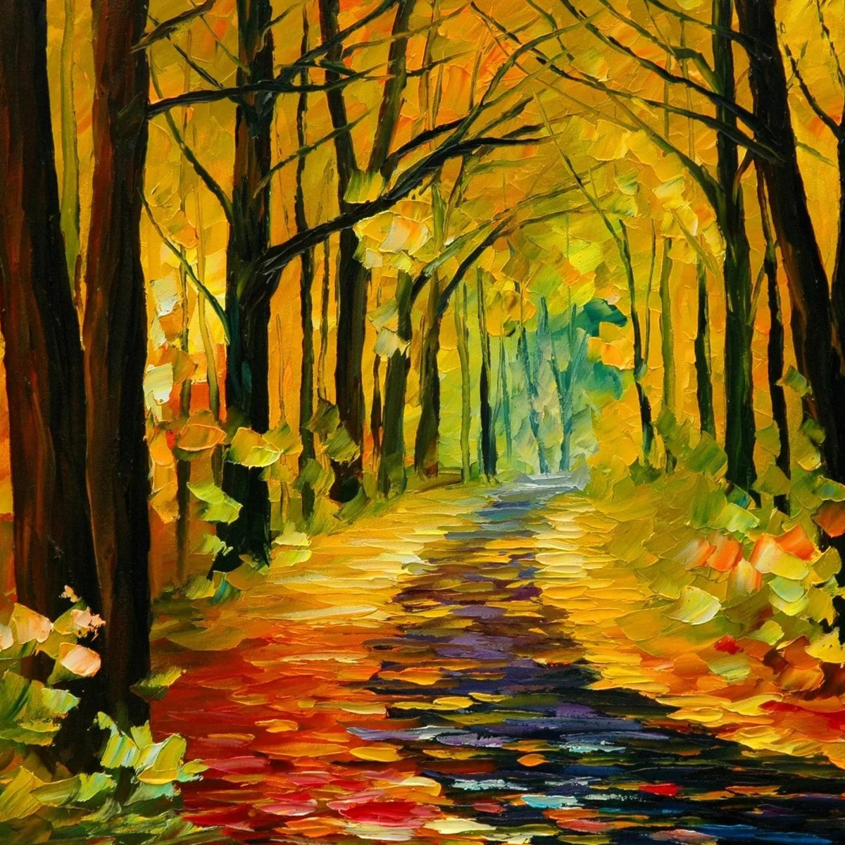 Autumn Forest Abstract Landscape Oil Painting - Colorful Foliage - Oil Painting Haven