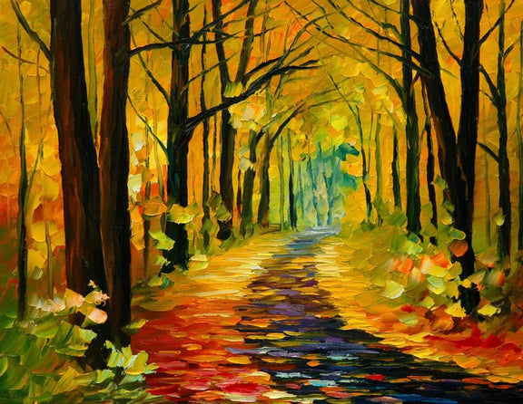 Autumn Forest Abstract Landscape Oil Painting - Colorful Foliage - Oil Painting Haven