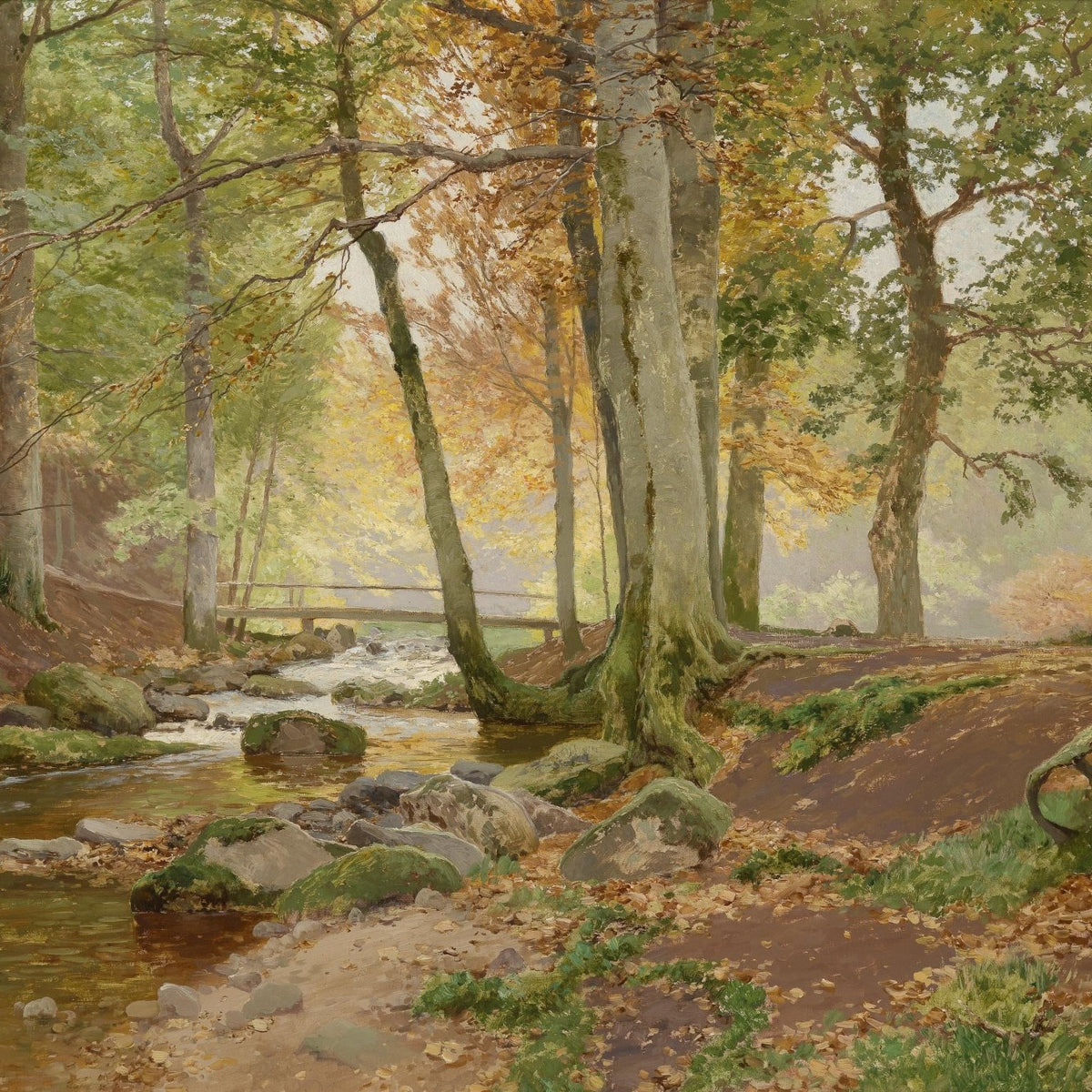 Autumn Forest Stream | Hand - Painted Landscape Oil Painting - Oil Painting Haven