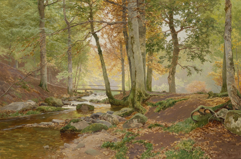 Autumn Forest Stream | Hand - Painted Landscape Oil Painting - Oil Painting Haven