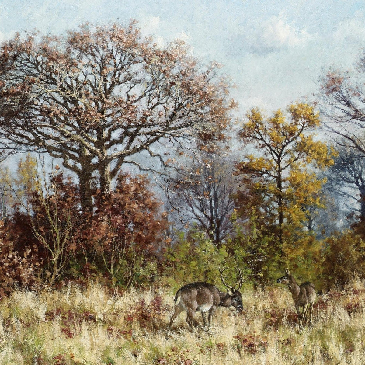Autumn Forest with Deer | Hand - Painted Wildlife Oil Painting - Oil Painting Haven