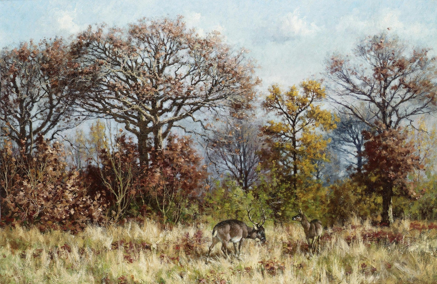 Autumn Forest with Deer | Hand - Painted Wildlife Oil Painting - Oil Painting Haven