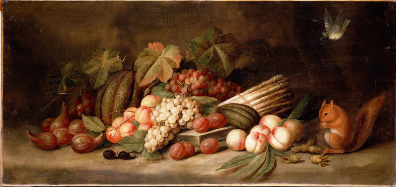 Autumn Fruits with Squirrel and Grapes - Still Life Oil Painting - Oil Painting Haven
