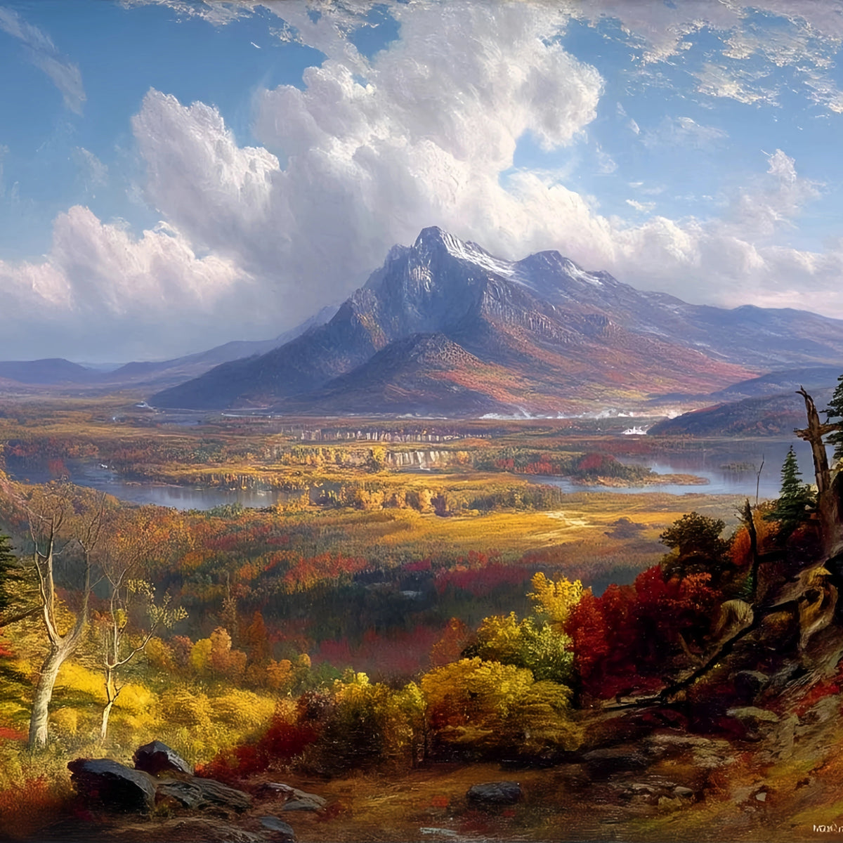 Autumn Mountain Lake Original Oil Painting For Sale - Oil Painting Haven