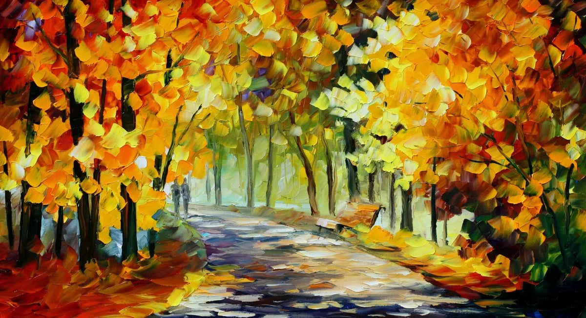 Autumn Park Abstract Landscape Oil Painting | Park Figures - Oil Painting Haven