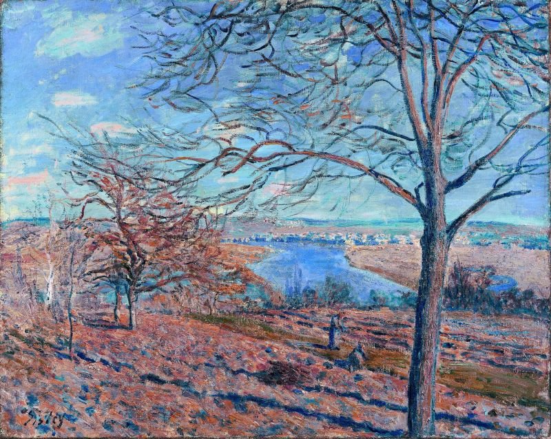 Autumn River Valley with Bare Trees - Landscape Oil Painting - Oil Painting Haven