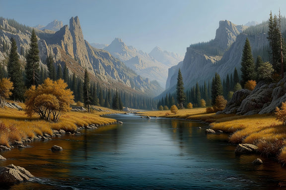 Autumn Valley River Original Oil Painting For Sale - Oil Painting Haven