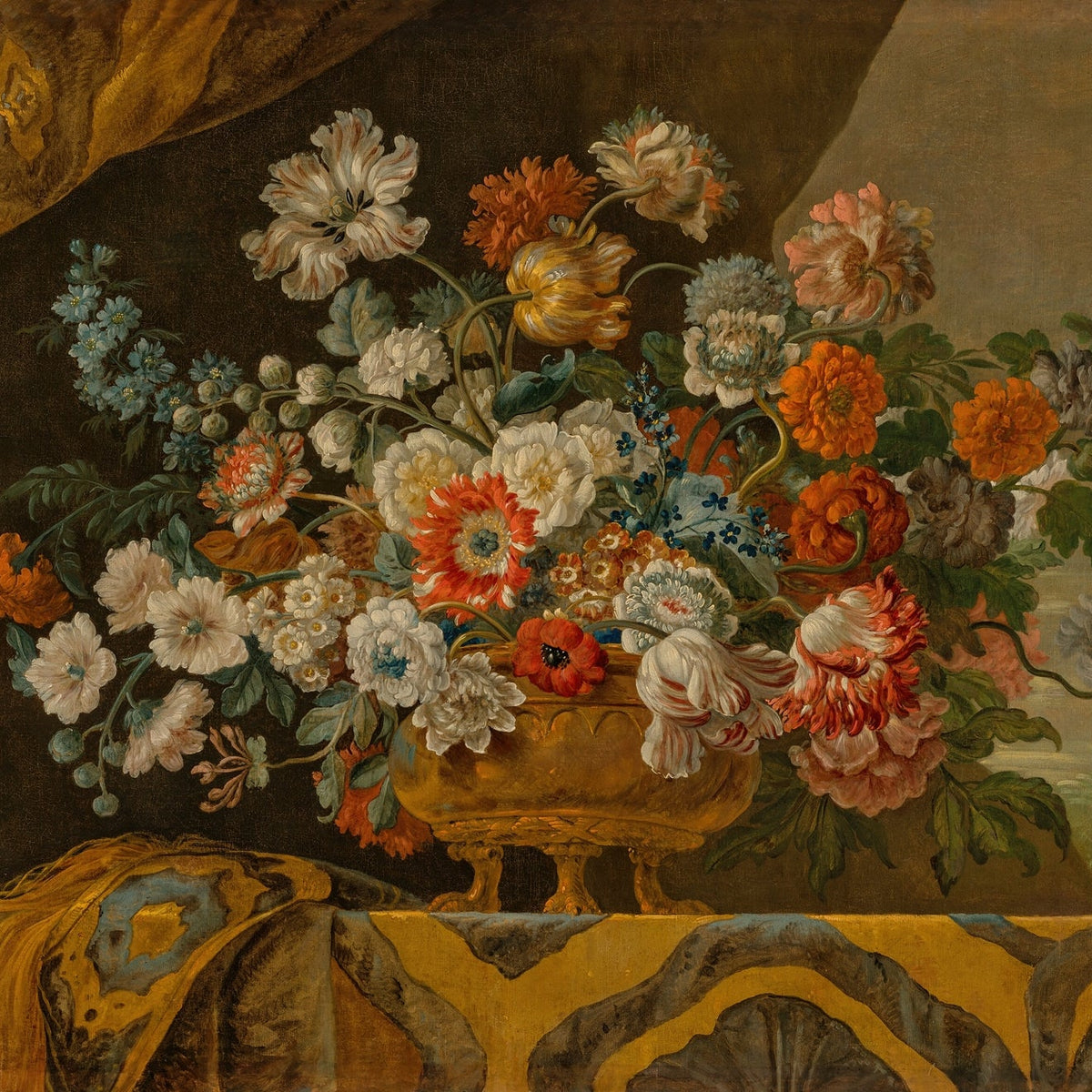 Baroque Floral Still Life in Ornate Vase - Floral Oil Painting - Oil Painting Haven