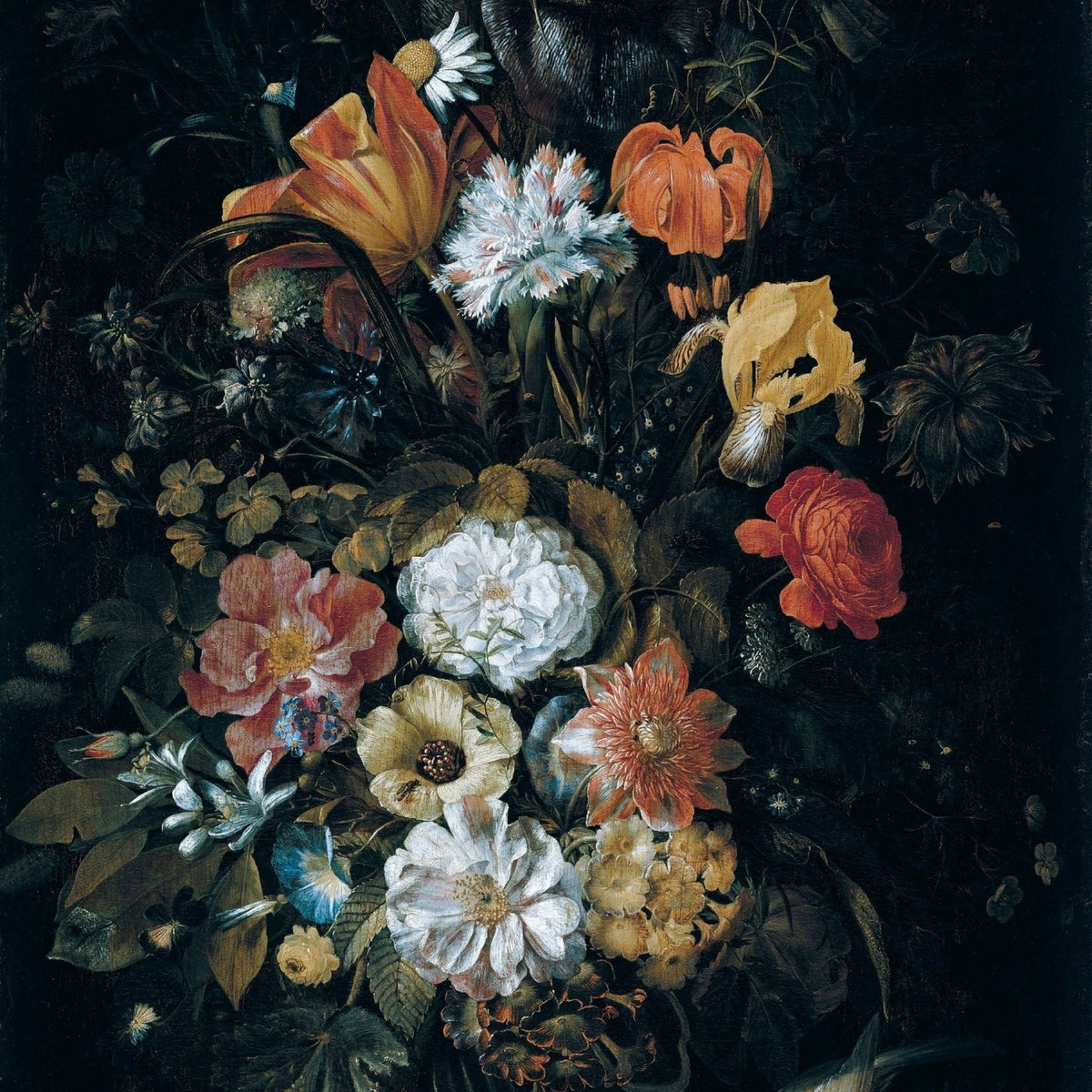 Baroque Flower Arrangement in Dark Vase – Floral Oil Painting - Oil Painting Haven