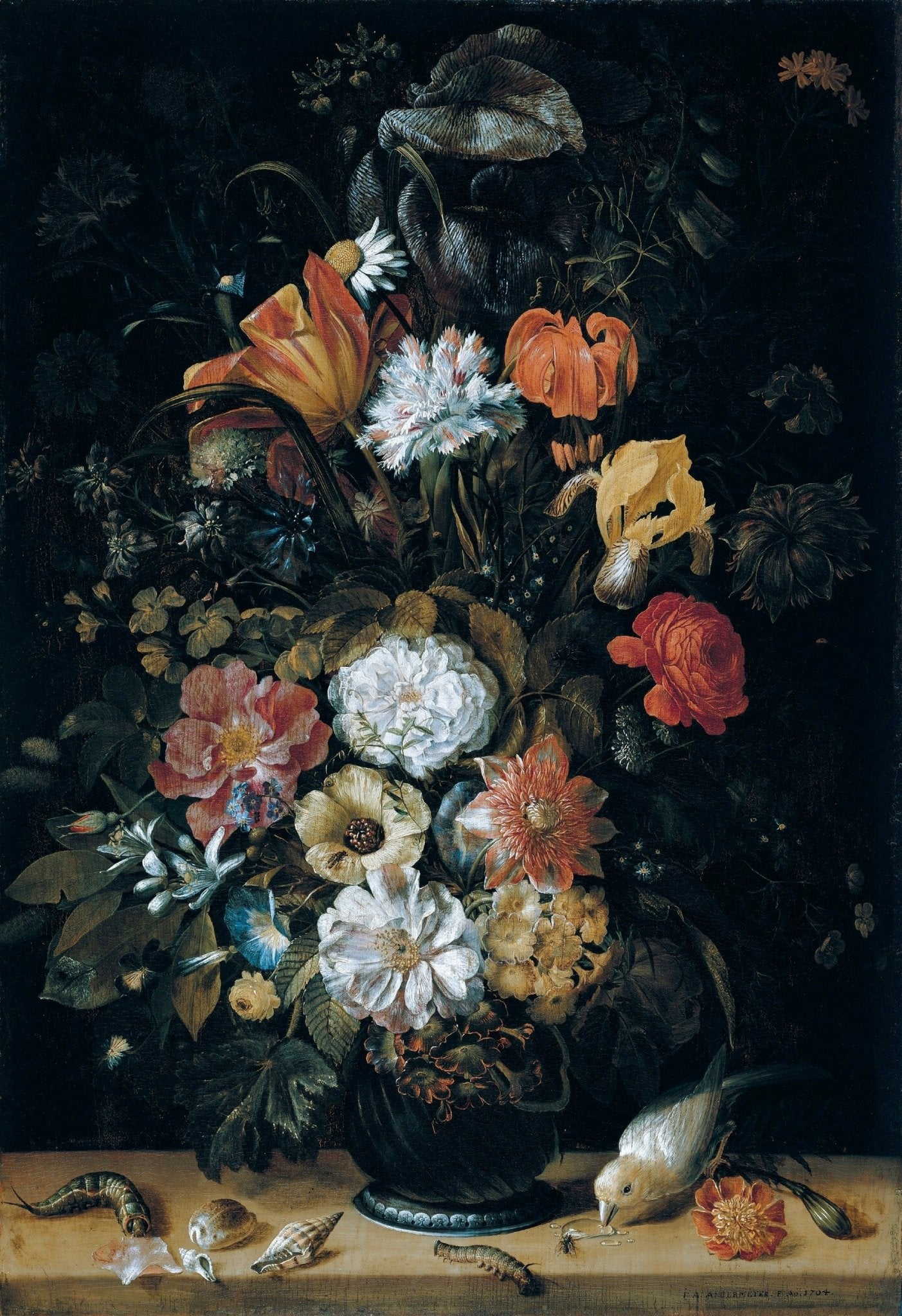 Baroque Flower Arrangement in Dark Vase – Floral Oil Painting - Oil Painting Haven