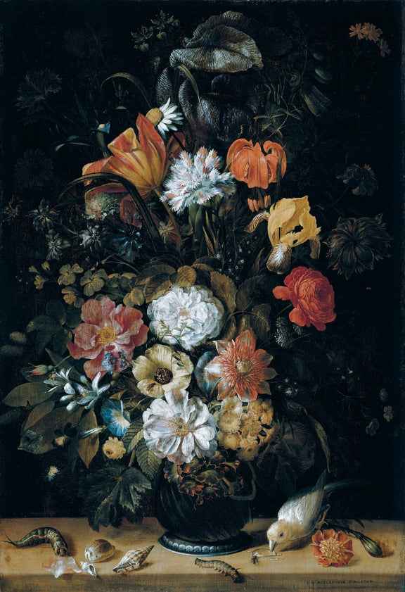Baroque Flower Arrangement in Dark Vase – Floral Oil Painting - Oil Painting Haven