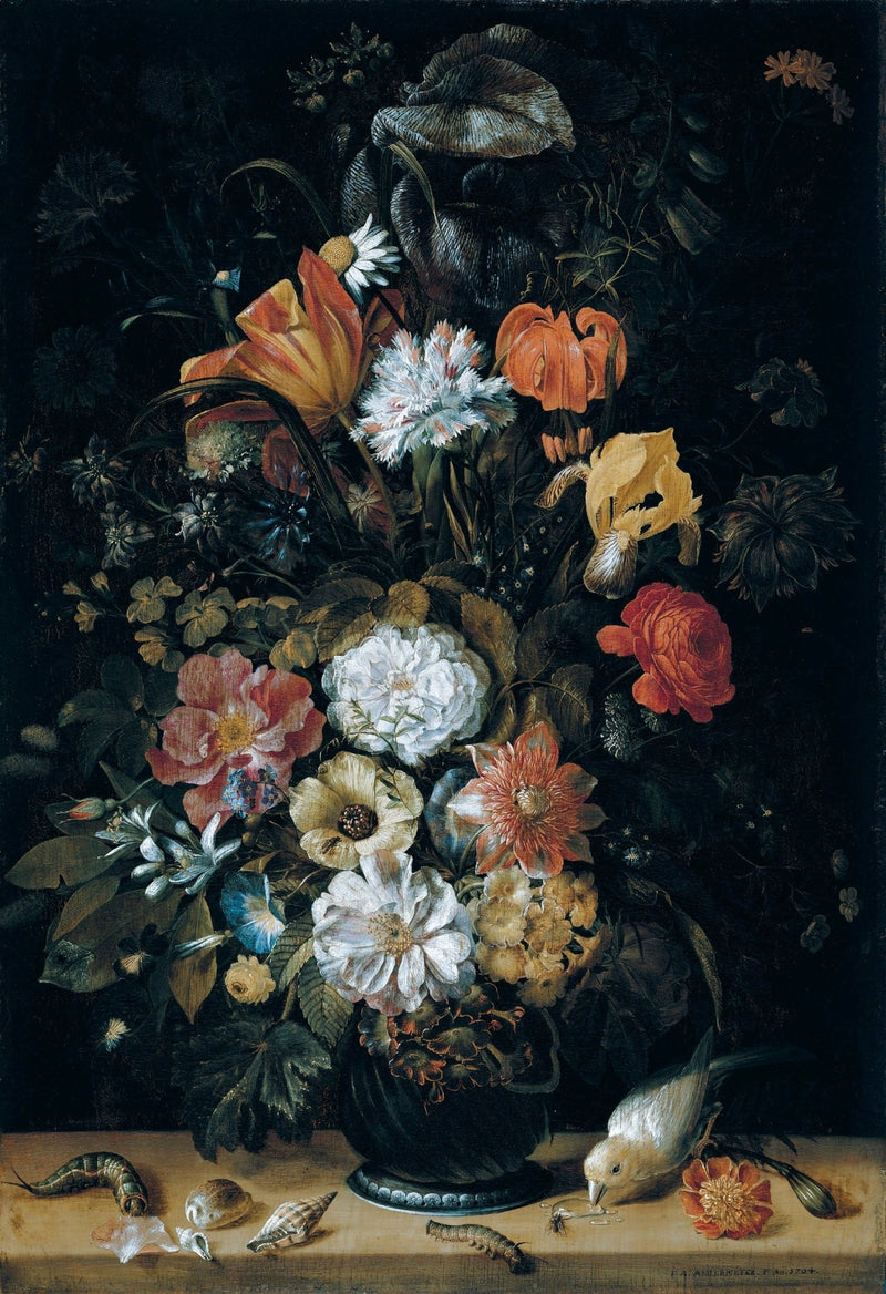 Baroque Flower Arrangement in Dark Vase – Floral Oil Painting - Oil Painting Haven