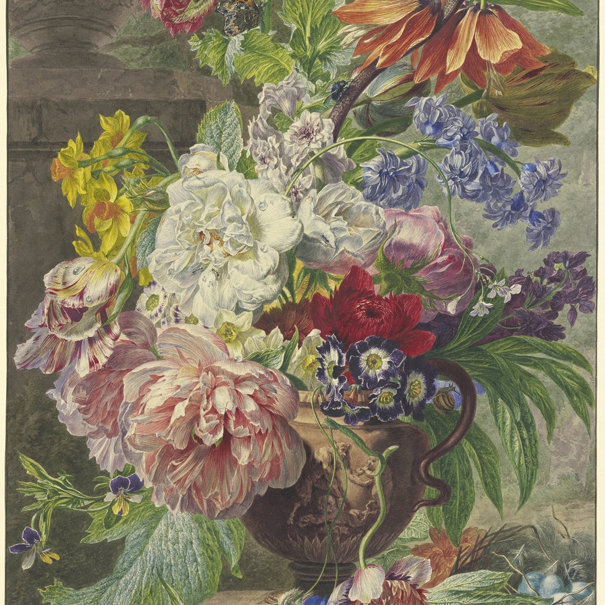 Baroque Garden Flowers in Classical Vase - Floral Oil Painting - Oil Painting Haven