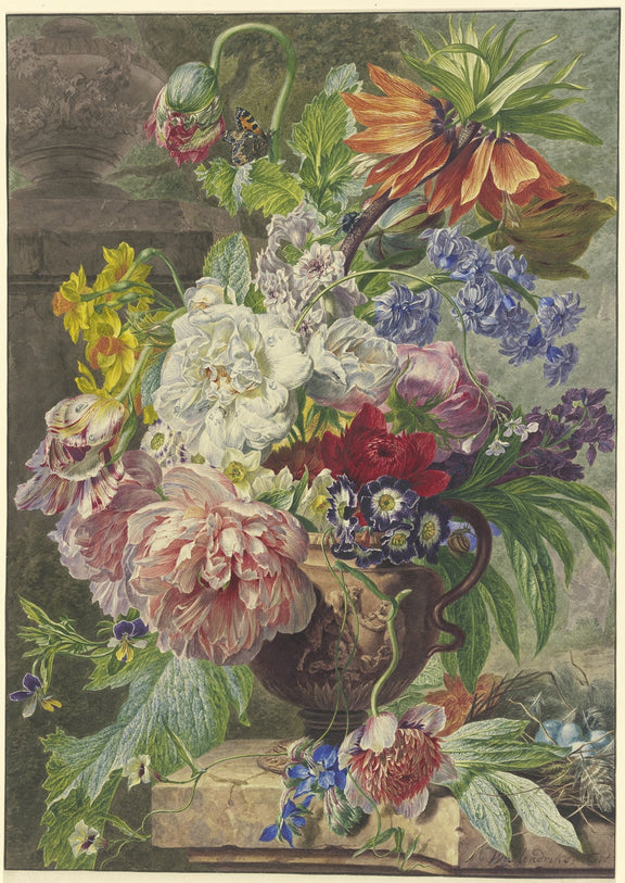 Baroque Garden Flowers in Classical Vase - Floral Oil Painting - Oil Painting Haven