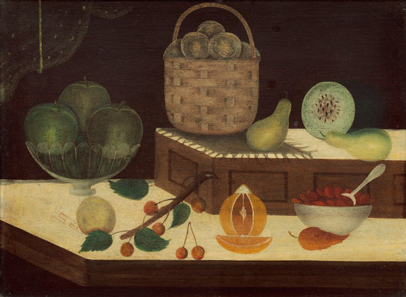 Basket of Fruit and Melon - Still Life Oil Painting - Oil Painting Haven