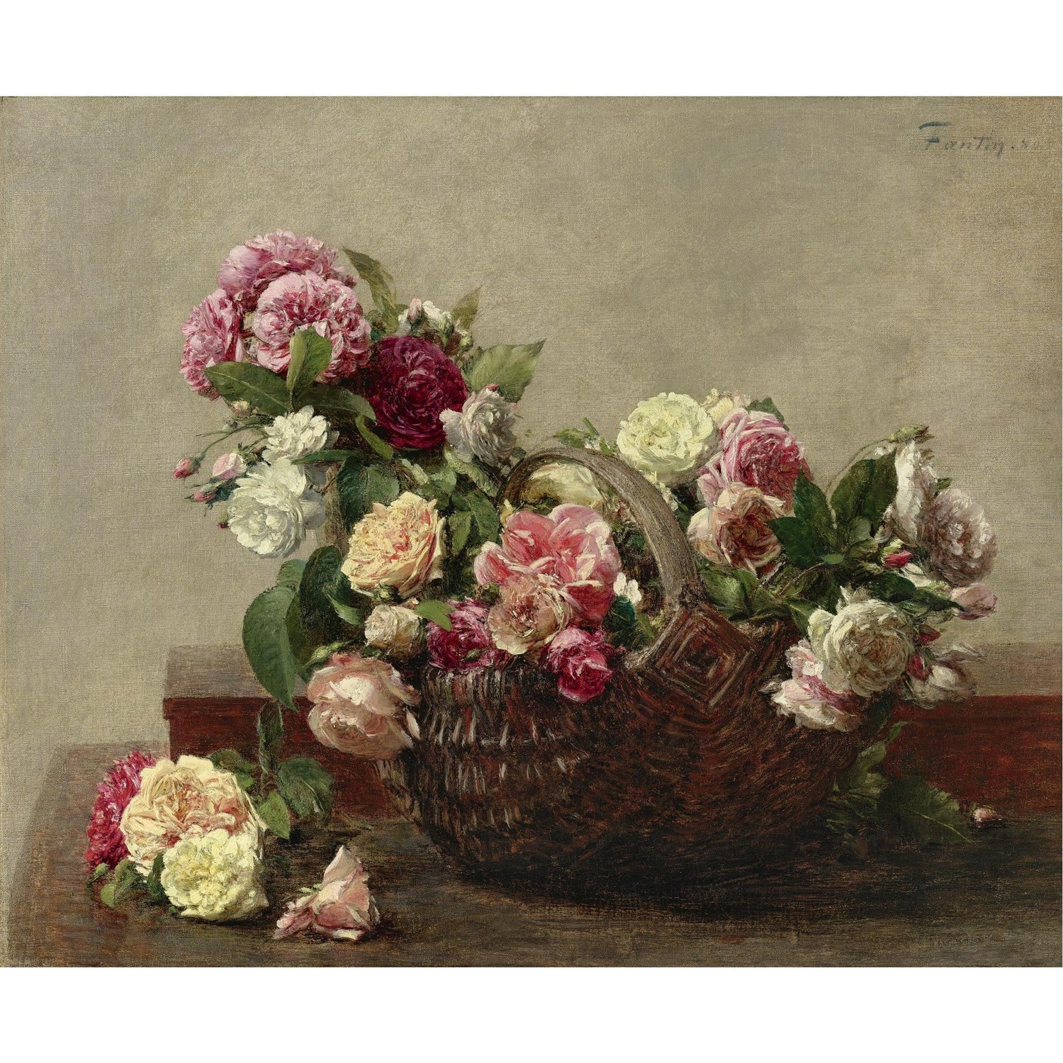 Basket of Roses Still Life– Floral Oil Painting - Oil Painting Haven