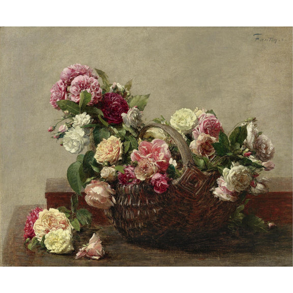 Basket of Roses Still Life– Floral Oil Painting - Oil Painting Haven