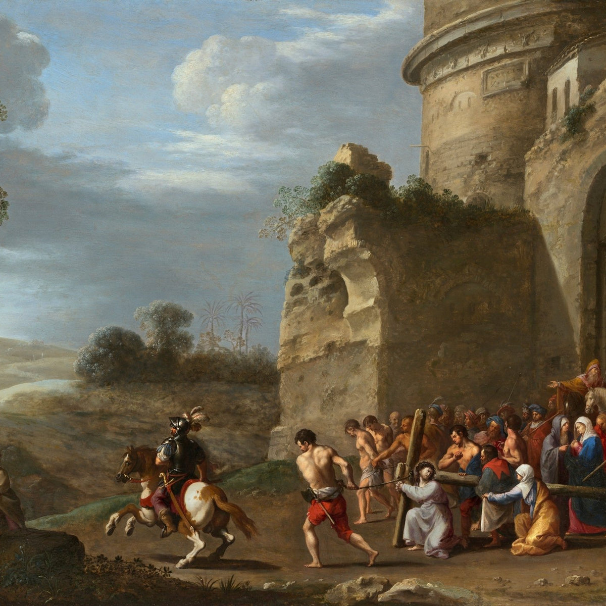 Biblical Procession with Figures Near Ancient Gate - People Oil Painting - Oil Painting Haven