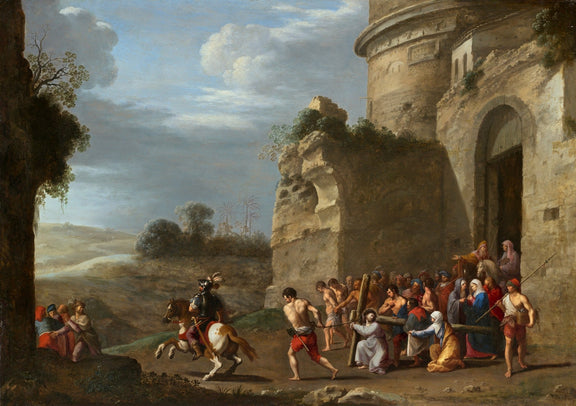 Biblical Procession with Figures Near Ancient Gate - People Oil Painting - Oil Painting Haven