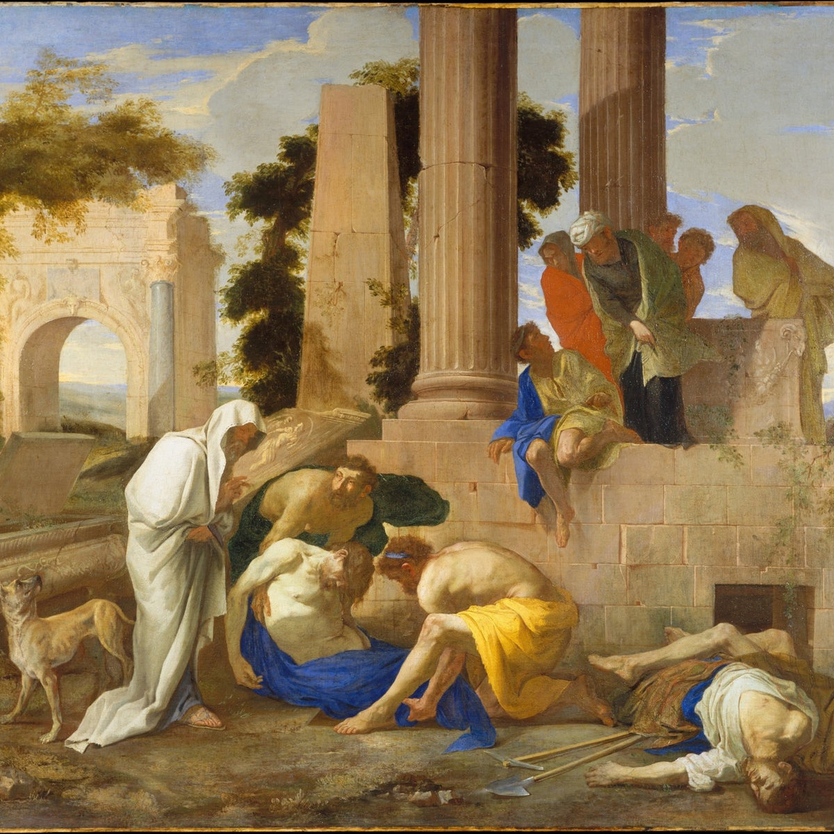 Biblical Scene of Compassion in Ancient Ruins - People Oil Painting - Oil Painting Haven