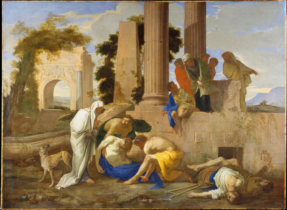 Biblical Scene of Compassion in Ancient Ruins - People Oil Painting - Oil Painting Haven