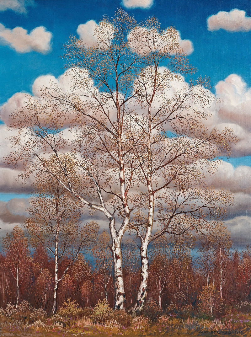 Birch Trees Under a Blue Sky – Landscape Oil Painting - Oil Painting Haven