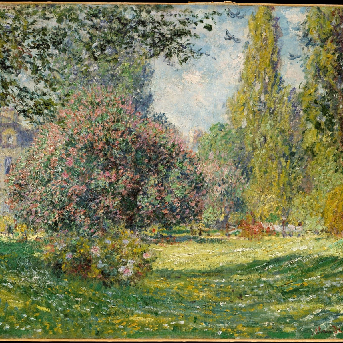 Blooming Garden in Parc Monceau - Landscape Oil Painting - Oil Painting Haven