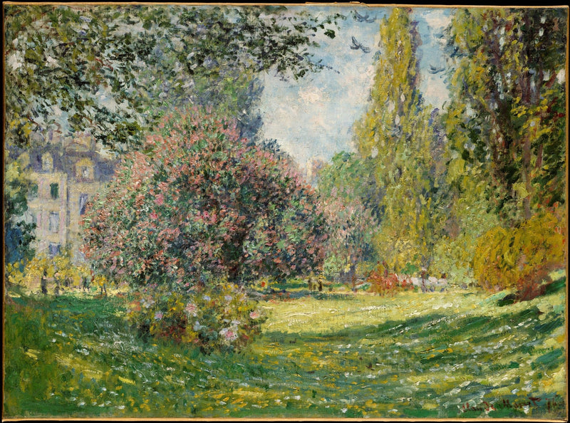 Blooming Garden in Parc Monceau - Landscape Oil Painting - Oil Painting Haven