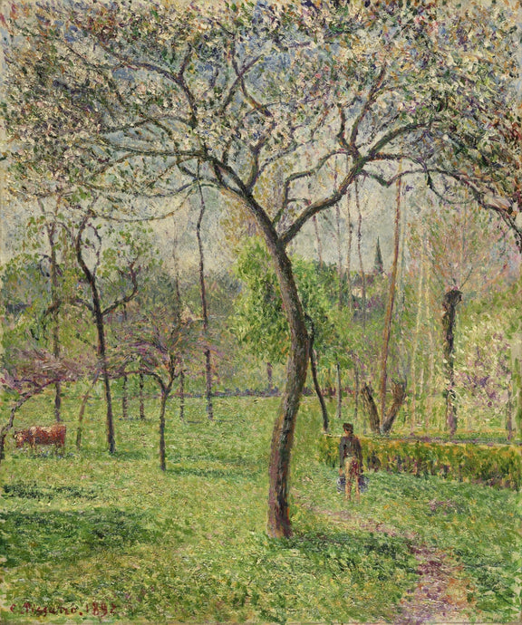 Hand painted landscape oil painting on canvas depicting a blooming orchard garden in spring with textured brushwork and soft . - Add Frame, Canvas, Floral, Forest, Garden, Hand Painted, Landscape, Made To Order, Oil Painting, Orchard