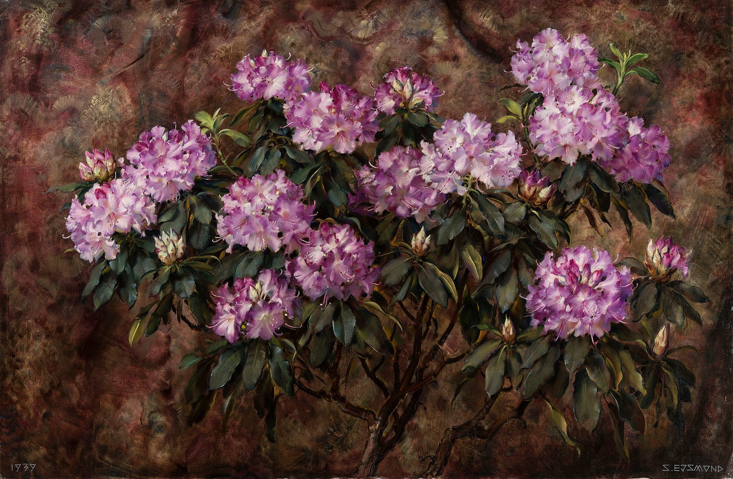 Blooming Rhododendron Branch Still Life - Floral Oil Painting - Oil Painting Haven