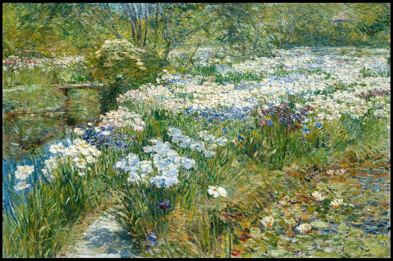 Blooming Water Garden with Iris - Landscape Oil Painting - Oil Painting Haven