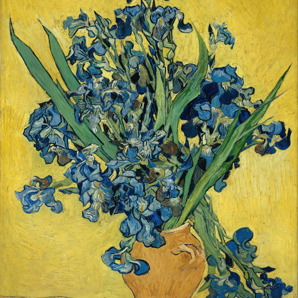 Blue Irises in Vase, Impressionist Still Life - Floral Oil Painting - Oil Painting Haven