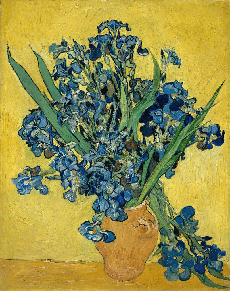 Blue Irises in Vase, Impressionist Still Life - Floral Oil Painting - Oil Painting Haven