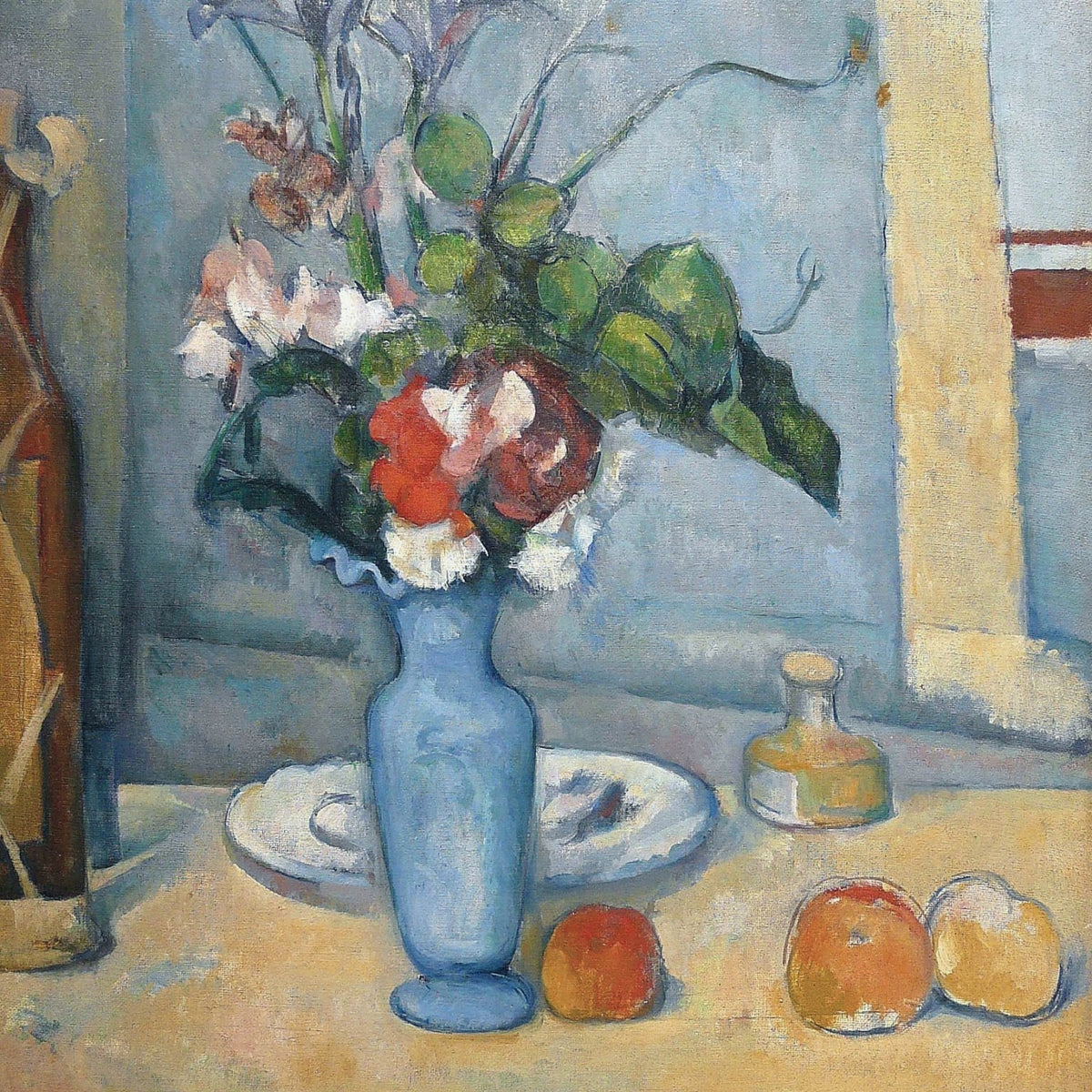Blue Vase with Flowers and Peaches - Still Life Oil Painting - Oil Painting Haven