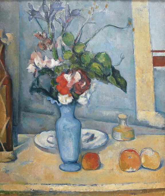 Blue Vase with Flowers and Peaches - Still Life Oil Painting - Oil Painting Haven