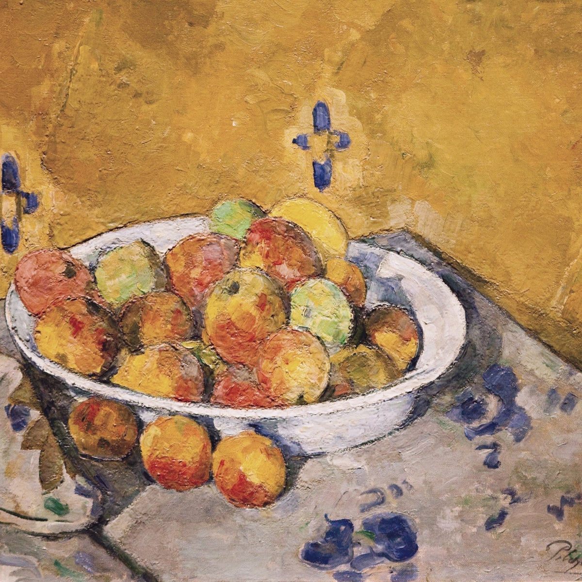 Bowl of Apples on Patterned Cloth - Still Life Oil Painting - Oil Painting Haven