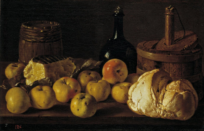 Bread, Apples and Wine Bottle - Still Life Oil Painting - Oil Painting Haven