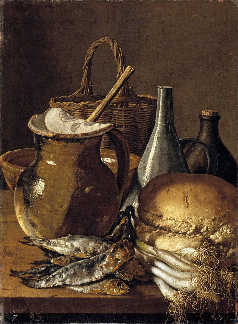 Bread, Fish and Earthenware - Still Life Oil Painting - Oil Painting Haven