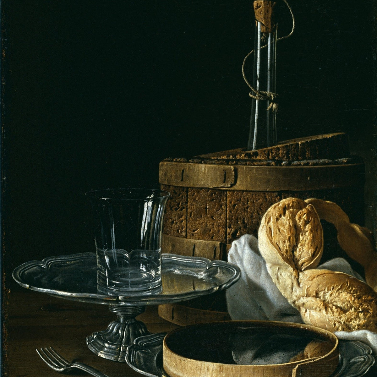 Bread, Glass and Tableware Scene - Still Life Oil Painting - Oil Painting Haven