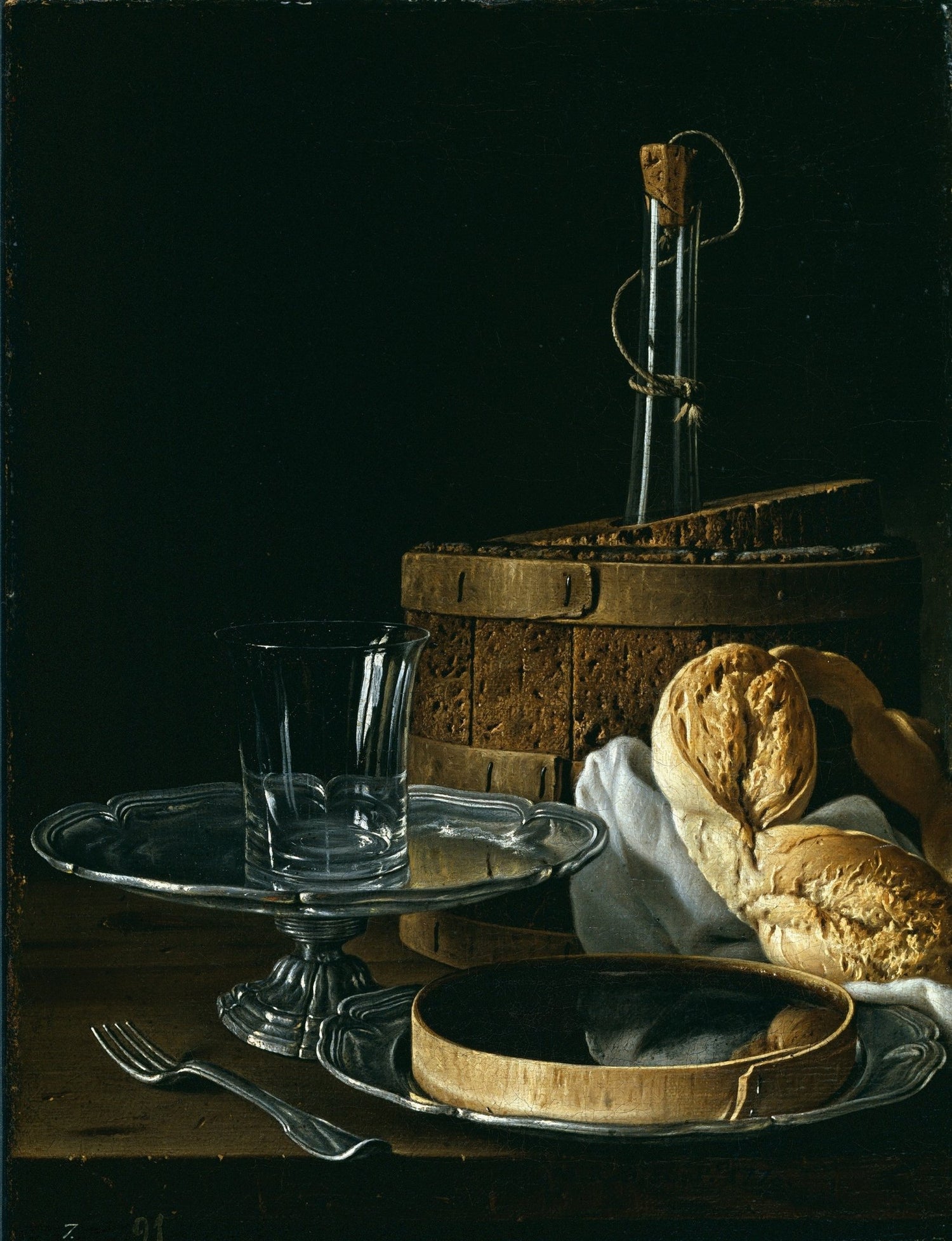 Bread, Glass and Tableware Scene - Still Life Oil Painting - Oil Painting Haven