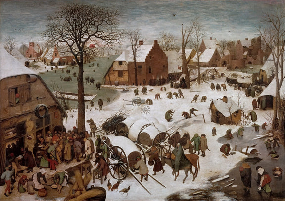Busy Winter Village Life Scene - People Oil Painting - Oil Painting Haven