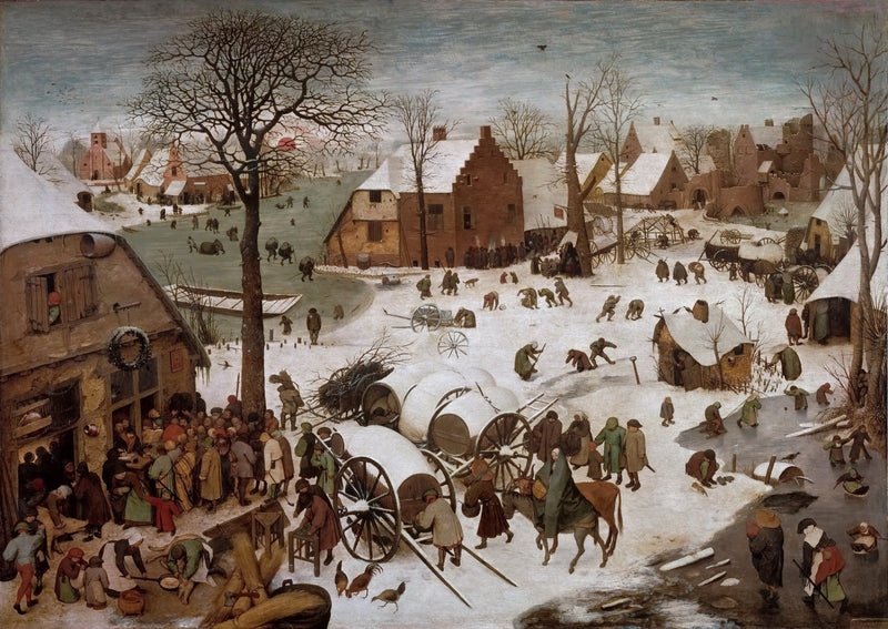 Busy Winter Village Life Scene - People Oil Painting - Oil Painting Haven