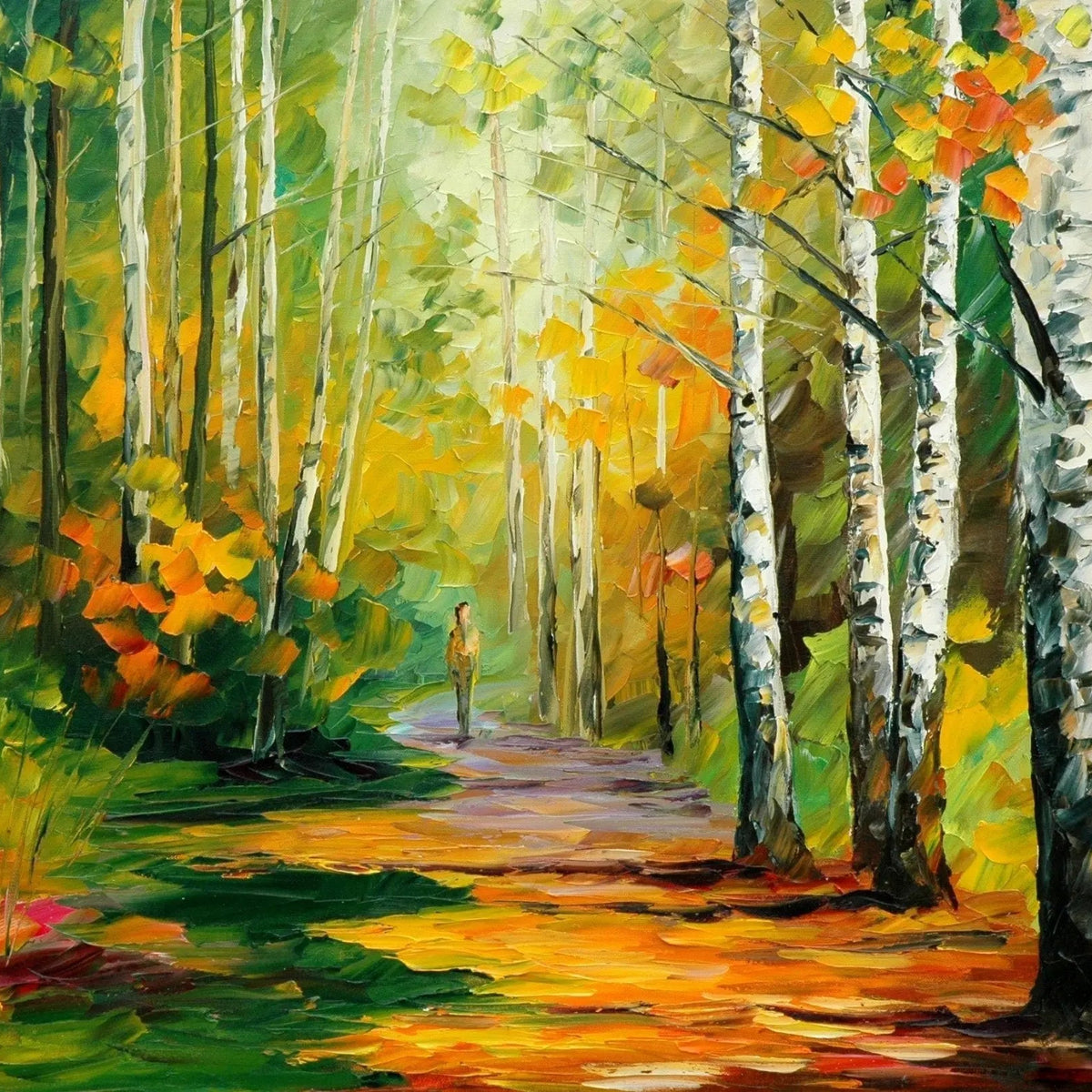 Buy Abstract Landscape Oil Painting - Forest Path Scene - Oil Painting Haven