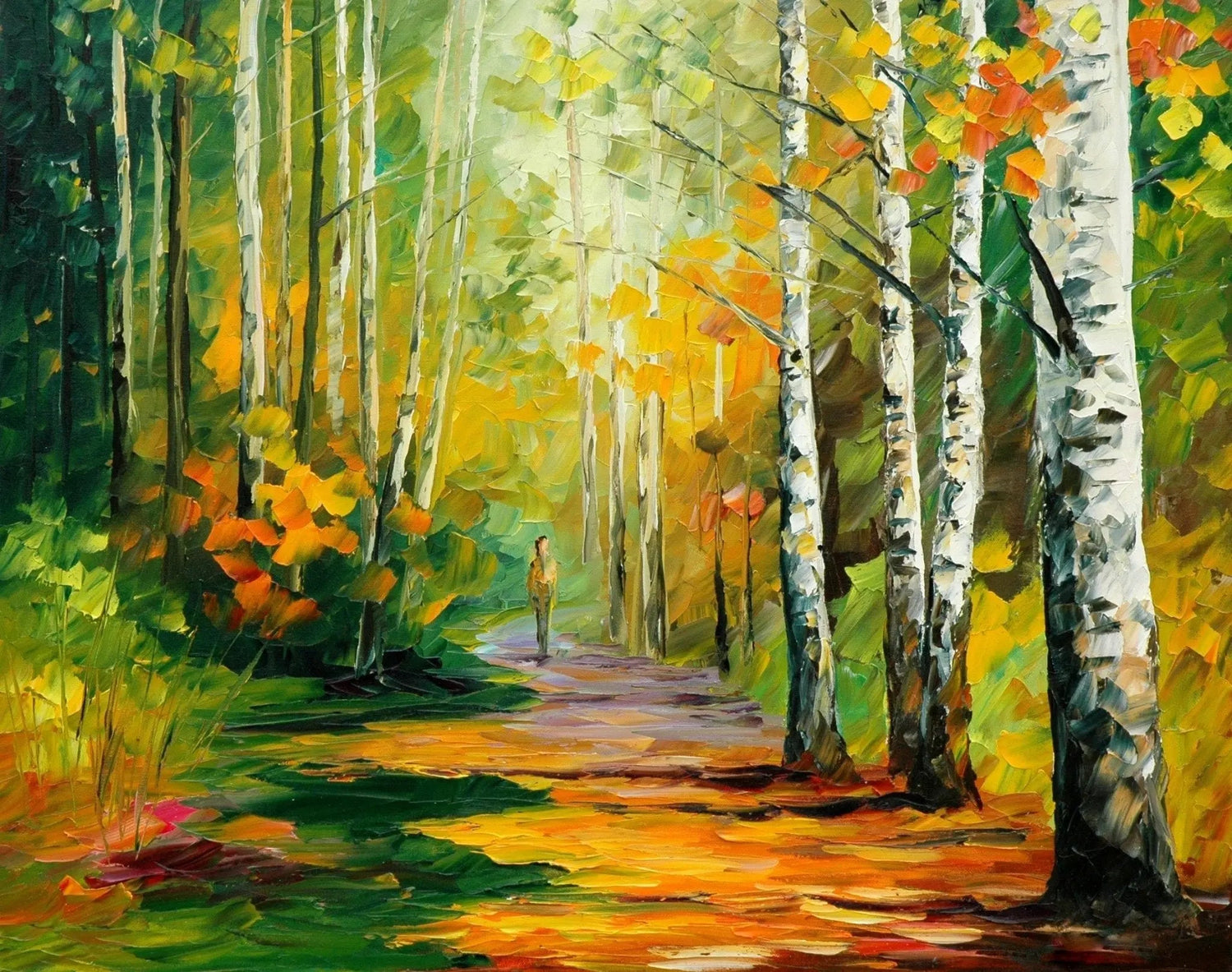 Buy Abstract Landscape Oil Painting - Forest Path Scene - Oil Painting Haven