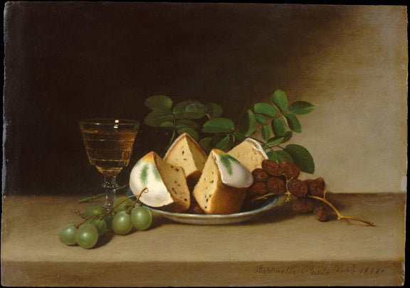 Cake, Grapes and Wine Glass on Table - Still Life Oil Painting - Oil Painting Haven
